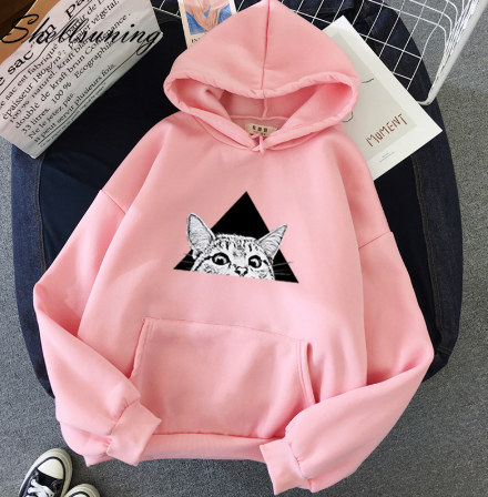Damen-Hoodie im Relaxed Fit mit verspieltem Katzen-Design - 4 - Trendlinie
