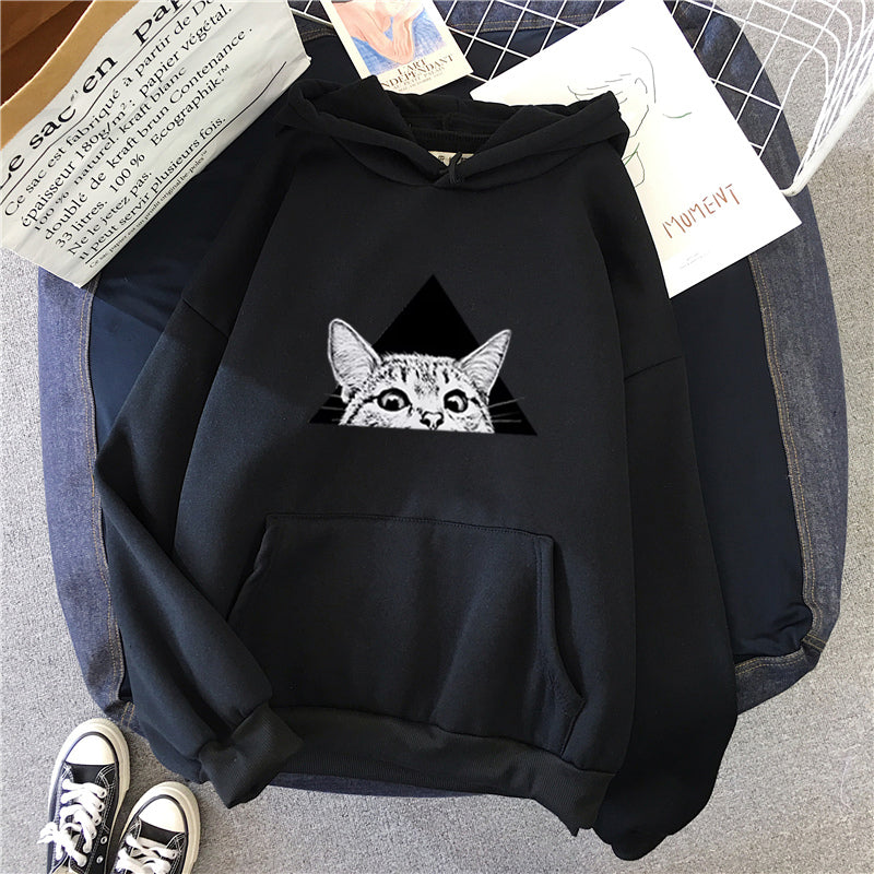 Damen-Hoodie im Relaxed Fit mit verspieltem Katzen-Design - 5 - Trendlinie