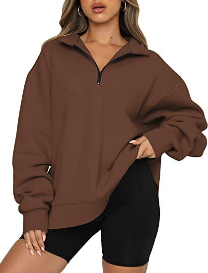 Bequemes Damen-Sweatshirt mit modernem Halbreißverschluss-Kragen - 3 - Trendlinie
