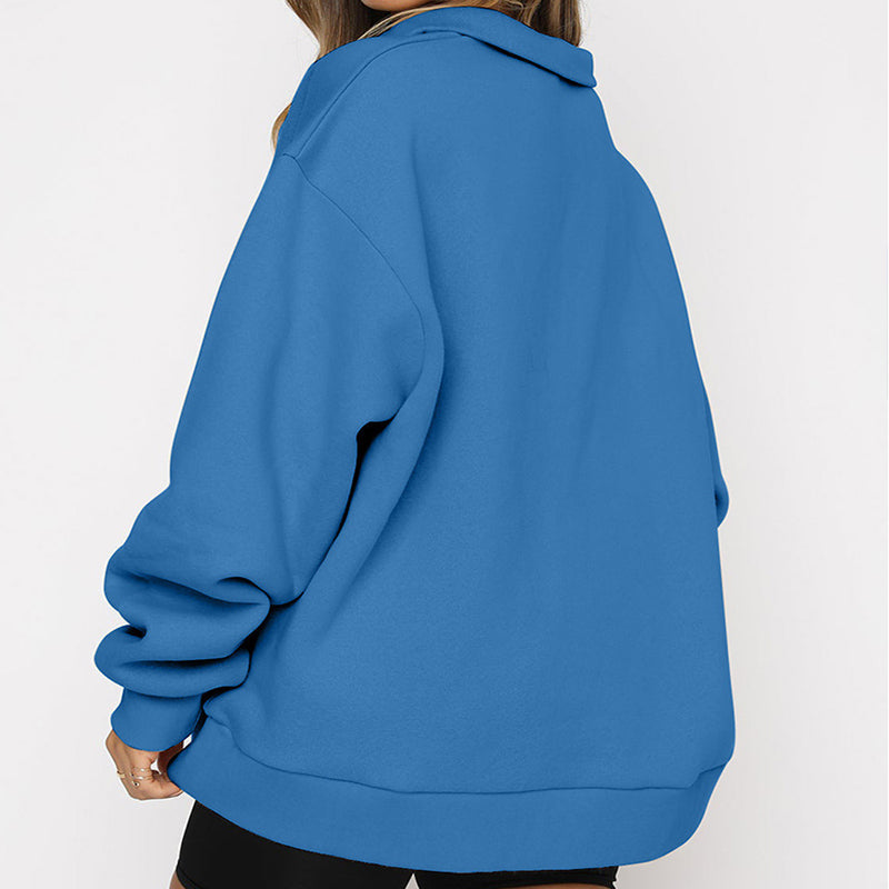 Bequemes Damen-Sweatshirt mit modernem Halbreißverschluss-Kragen - 4 - Trendlinie