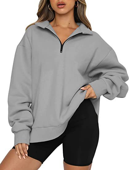 Bequemes Damen-Sweatshirt mit modernem Halbreißverschluss-Kragen - 5 - Trendlinie