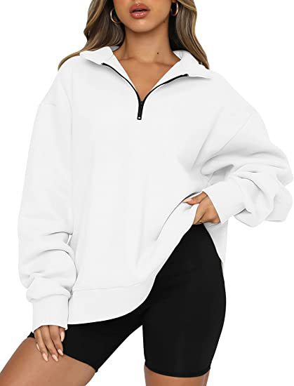 Bequemes Damen-Sweatshirt mit modernem Halbreißverschluss-Kragen - 9 - Trendlinie