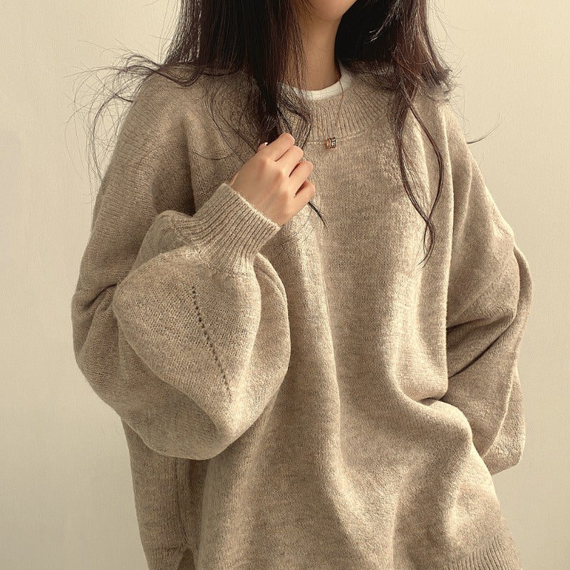 Damenpullover mit lässigem Schnitt und modischen Laternenärmeln - 1 - Trendlinie