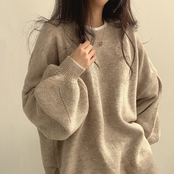 Damenpullover mit lässigem Schnitt und modischen Laternenärmeln - 1 - Trendlinie