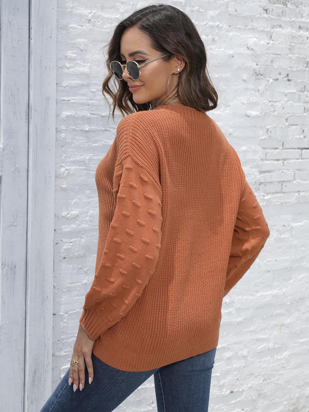Damen Sweater mit strukturierten Ärmeln im lockeren Schnitt - 3 - Trendlinie