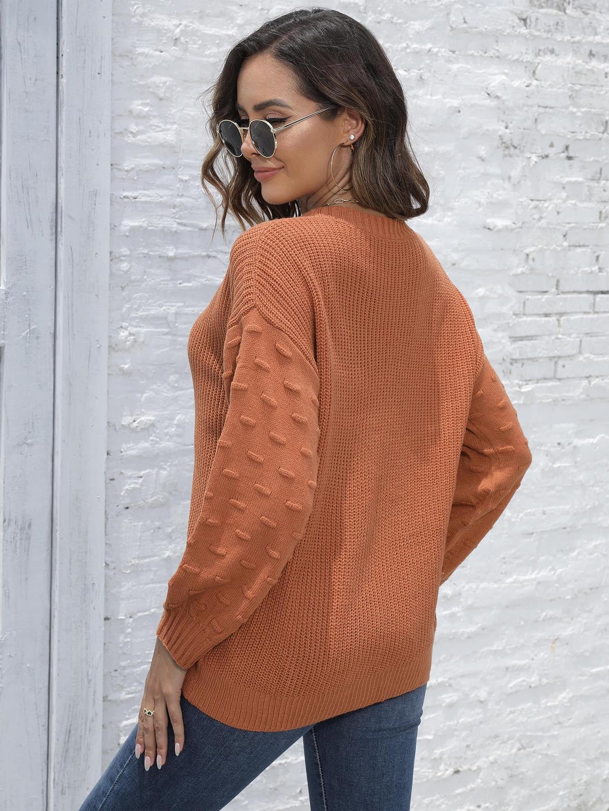 Damen Sweater mit strukturierten Ärmeln im lockeren Schnitt - 3 - Trendlinie