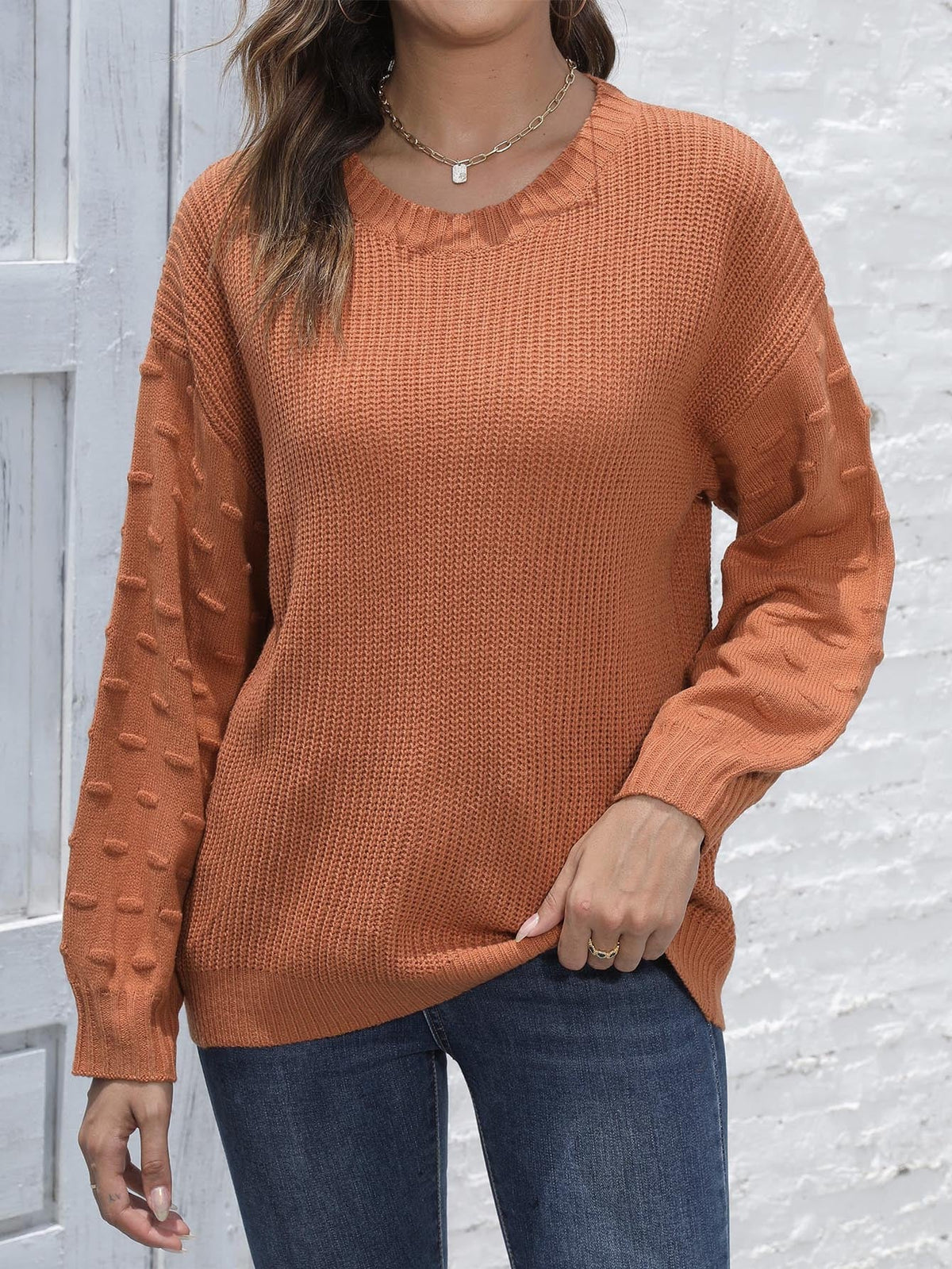 Damen Sweater mit strukturierten Ärmeln im lockeren Schnitt - 4 - Trendlinie
