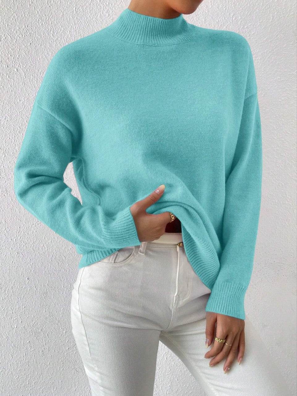 Damenpullover im Relaxed Fit mit elegantem mittelhohem Kragen - 8 - Trendlinie