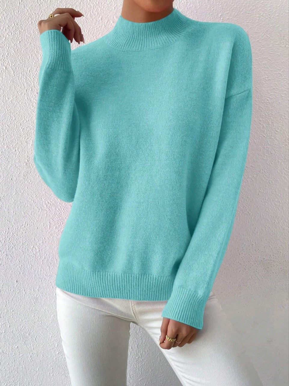 Damenpullover im Relaxed Fit mit elegantem mittelhohem Kragen - 13 - Trendlinie