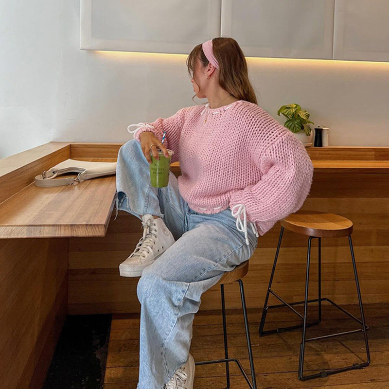 Damen Pullover mit Schleifenakzent und Bequemer Passform - 2 - Trendlinie