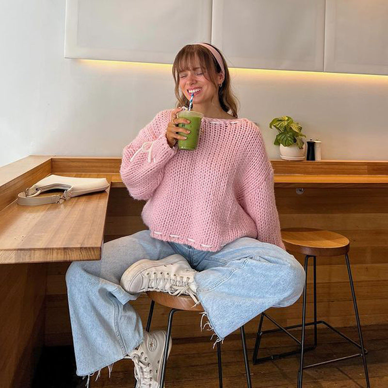 Damen Pullover mit Schleifenakzent und Bequemer Passform - 4 - Trendlinie