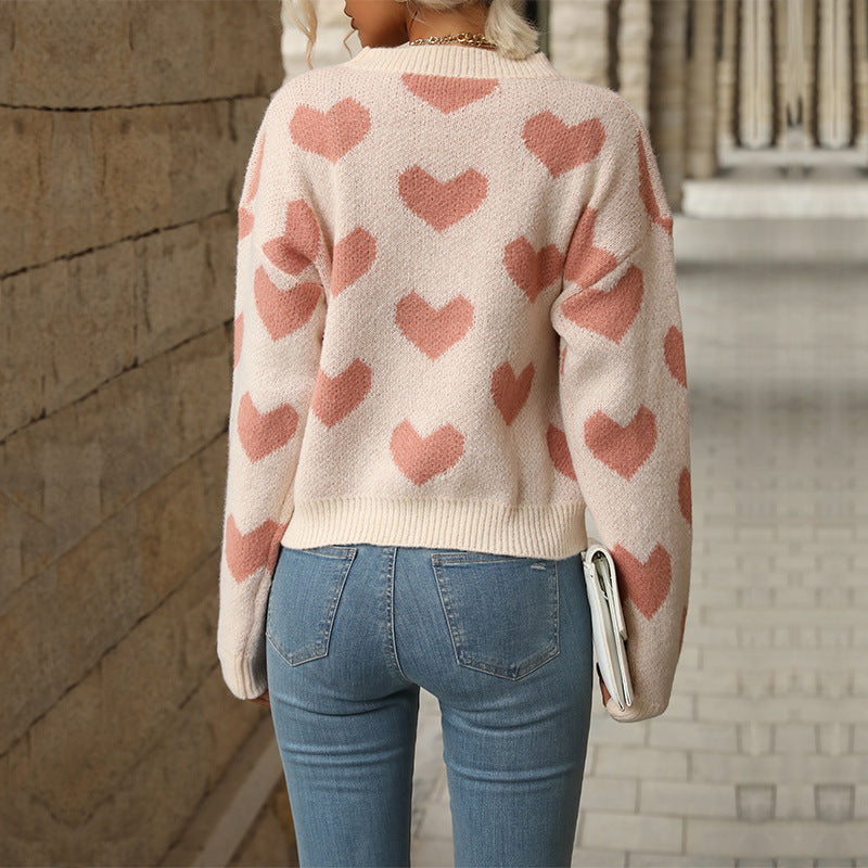 Damenpullover mit Herzdesign für lässige Freizeitlooks - 1 - Trendlinie