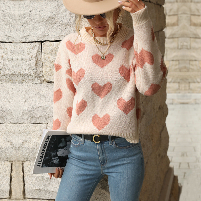 Damenpullover mit Herzdesign für lässige Freizeitlooks - 3 - Trendlinie