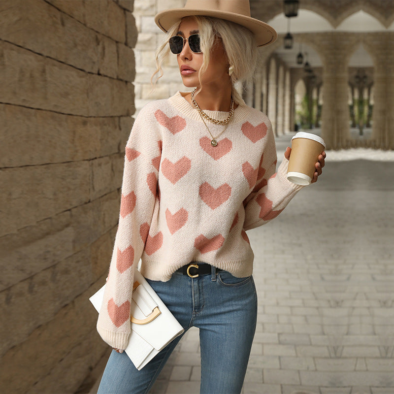 Damenpullover mit Herzdesign für lässige Freizeitlooks - 5 - Trendlinie
