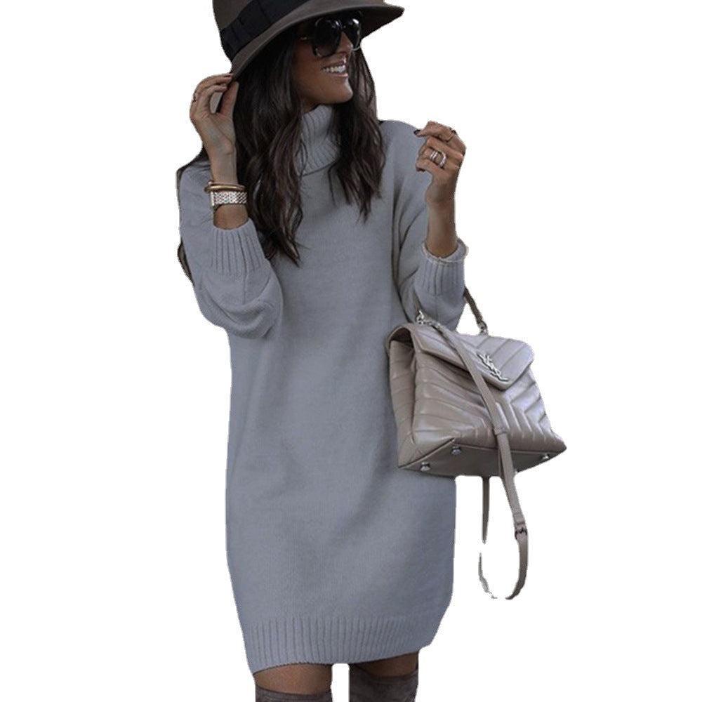 Damen Strickkleid mit gemütlichem Rollkragen und lässigem Schnitt - 1 - Trendlinie