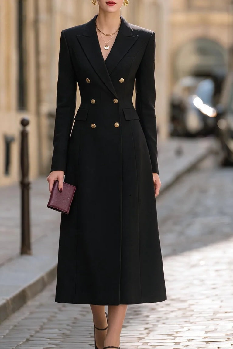 Elegantes Damenanzug-Kleid mit Revers und doppelter Knopfleiste für besondere Anlässe - 7 - Trendlinie