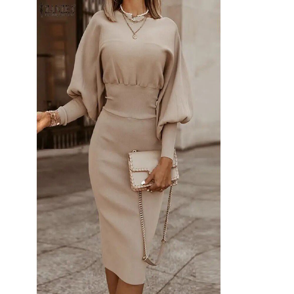 Elegantes Damen Bodycon Kleid mit Puffärmeln für jeden Anlass - 1 - Trendlinie