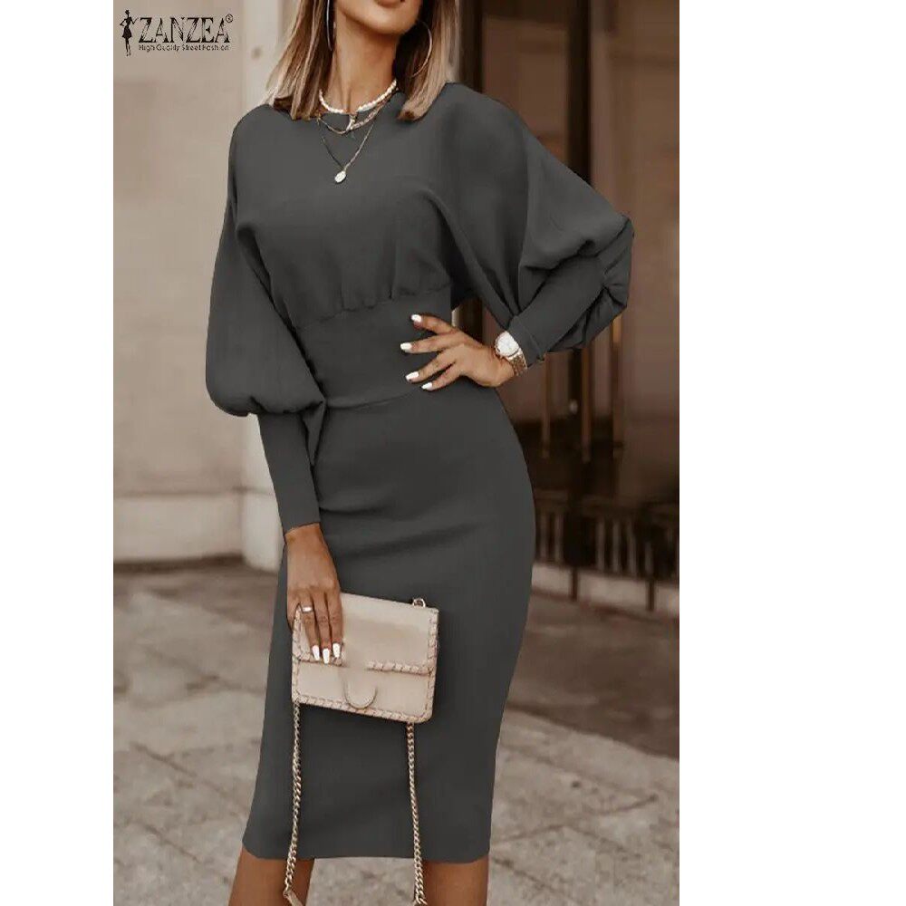 Elegantes Damen Bodycon Kleid mit Puffärmeln für jeden Anlass - 2 - Trendlinie