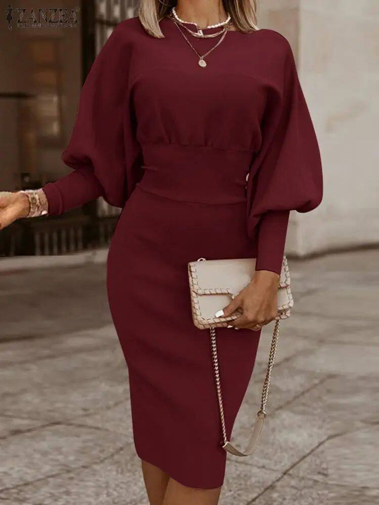 Elegantes Damen Bodycon Kleid mit Puffärmeln für jeden Anlass - 3 - Trendlinie