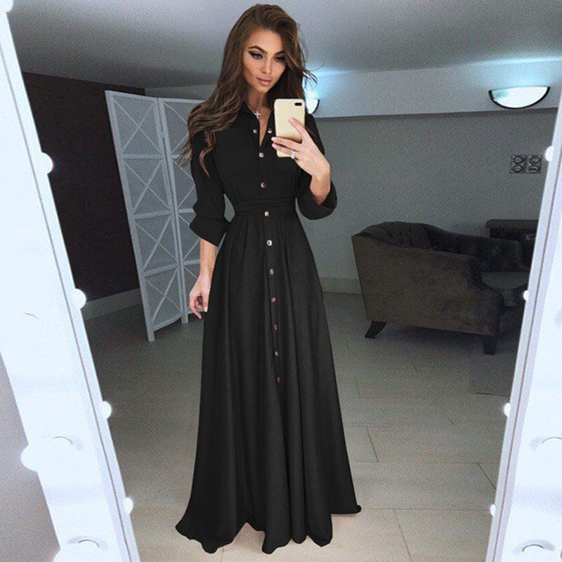 Elegantes Hemdblusenkleid für Damen mit Gürtel in der Taille - 8 - Trendlinie