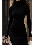 Elegantes Damenmaxikleid im Slim-Fit-Stil mit Rollkragen - 4 - Trendlinie