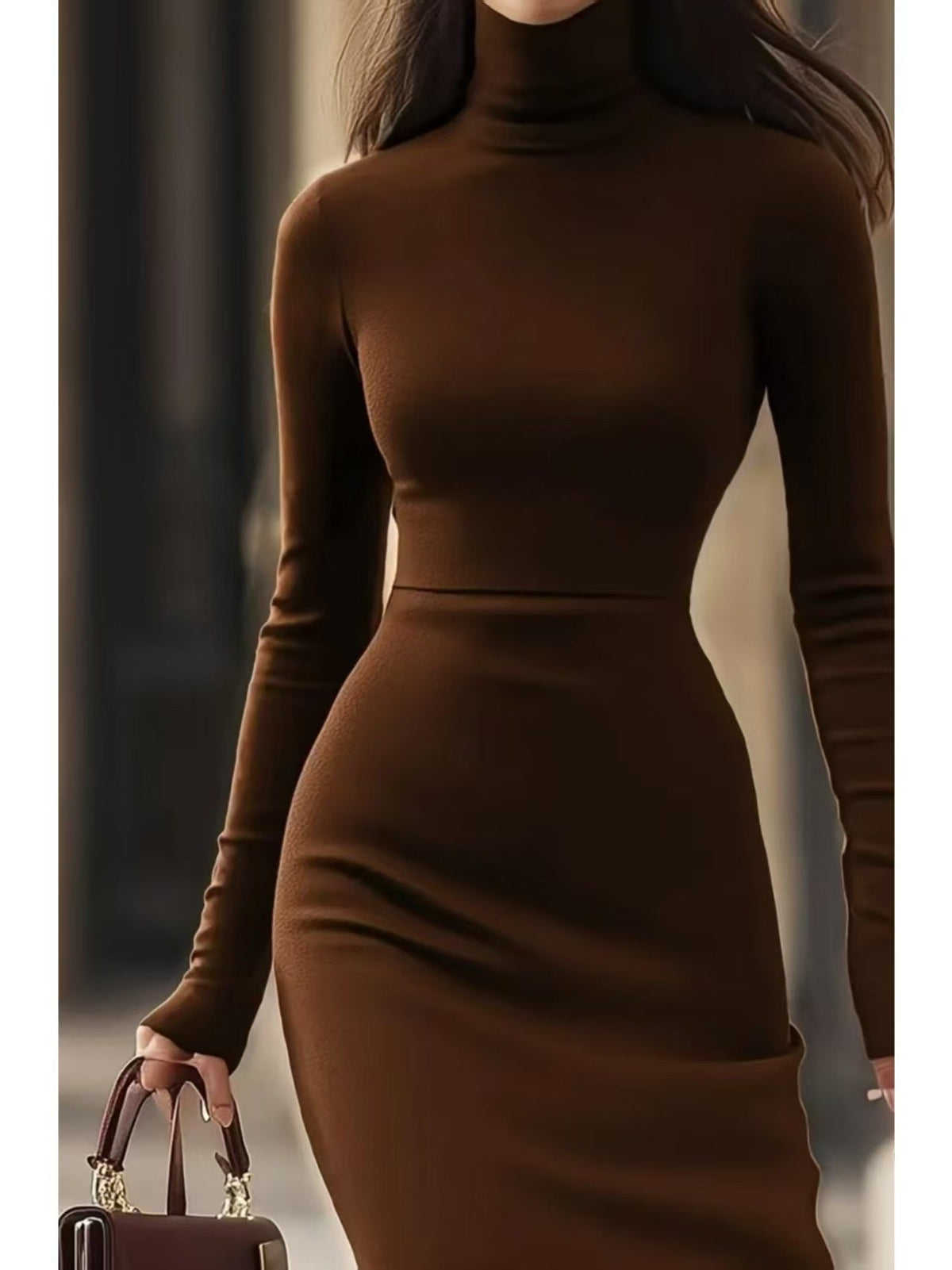Elegantes Damenmaxikleid im Slim-Fit-Stil mit Rollkragen - 6 - Trendlinie