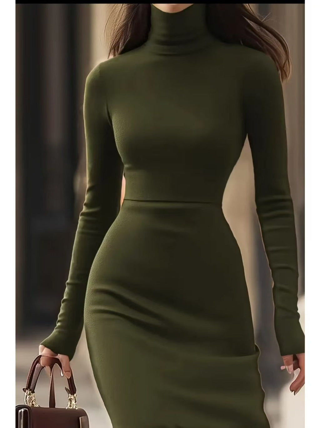 Elegantes Damenmaxikleid im Slim-Fit-Stil mit Rollkragen - 9 - Trendlinie