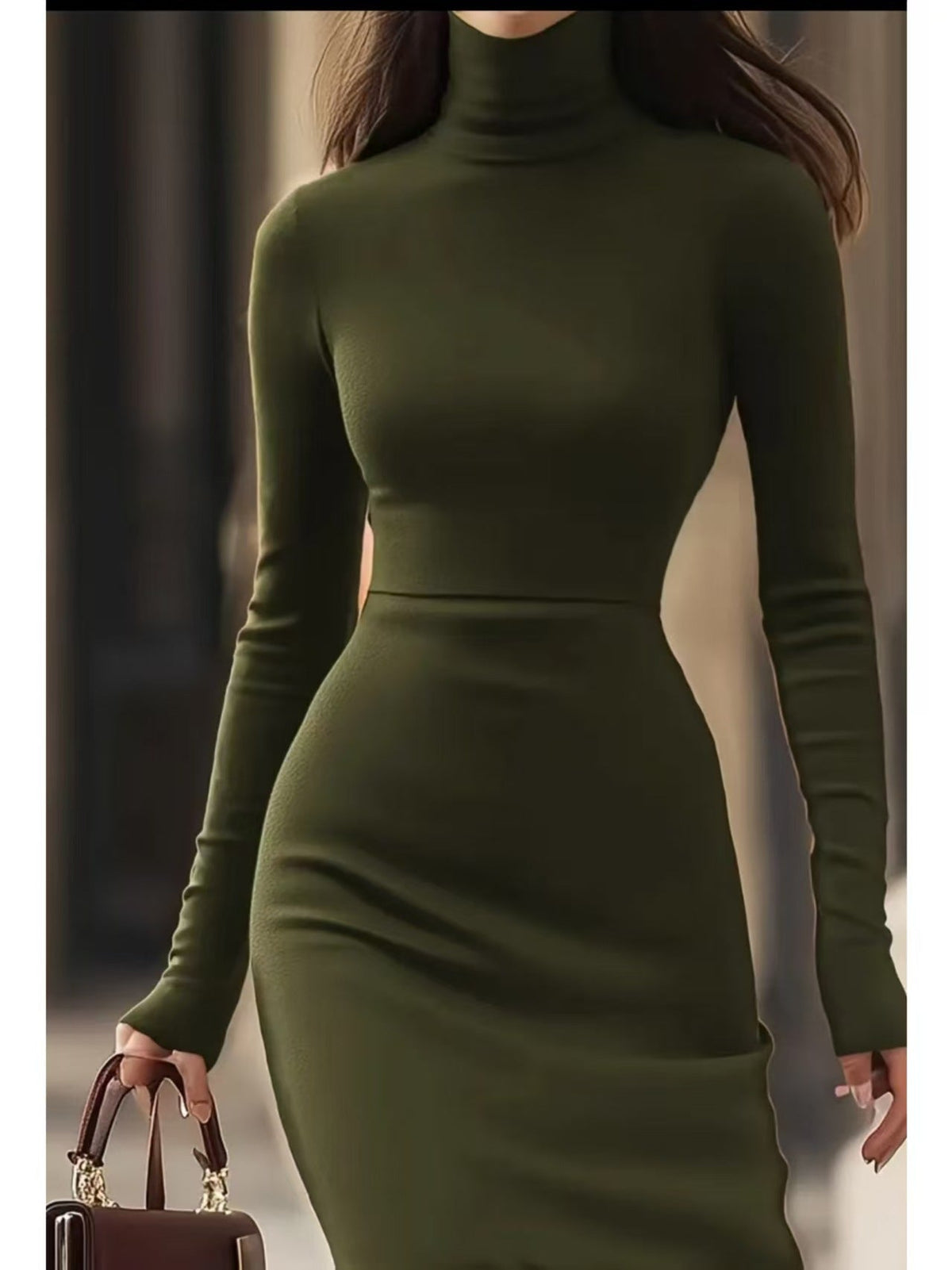 Elegantes Damenmaxikleid im Slim-Fit-Stil mit Rollkragen - 9 - Trendlinie
