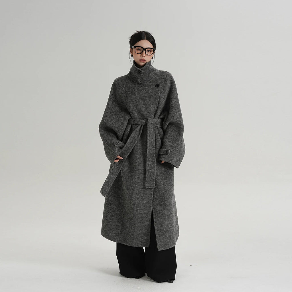 Langer Damenmantel mit Relaxed Fit und Stehkragen - 1 - Trendlinie
