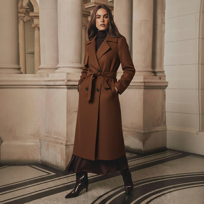 Eleganter Damenmantel mit Gürtel und taillierter Passform - 6 - Trendlinie