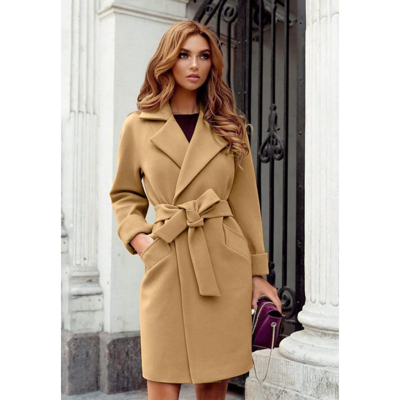 Eleganter Damenmantel mit Taillengürtel und lockerem Schnitt - 3 - Trendlinie