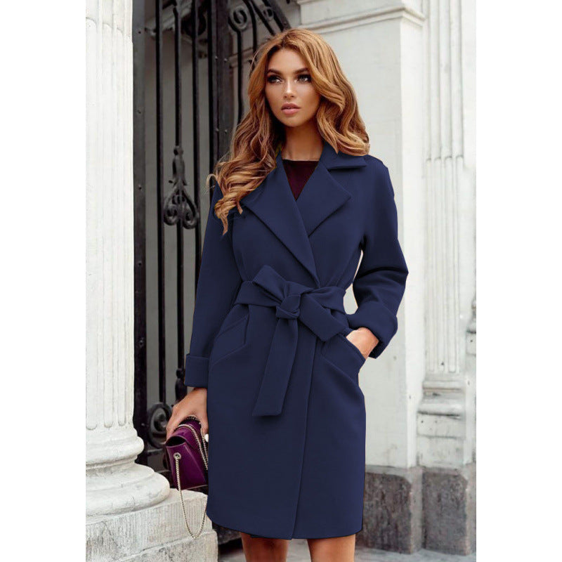 Eleganter Damenmantel mit Taillengürtel und lockerem Schnitt - 4 - Trendlinie