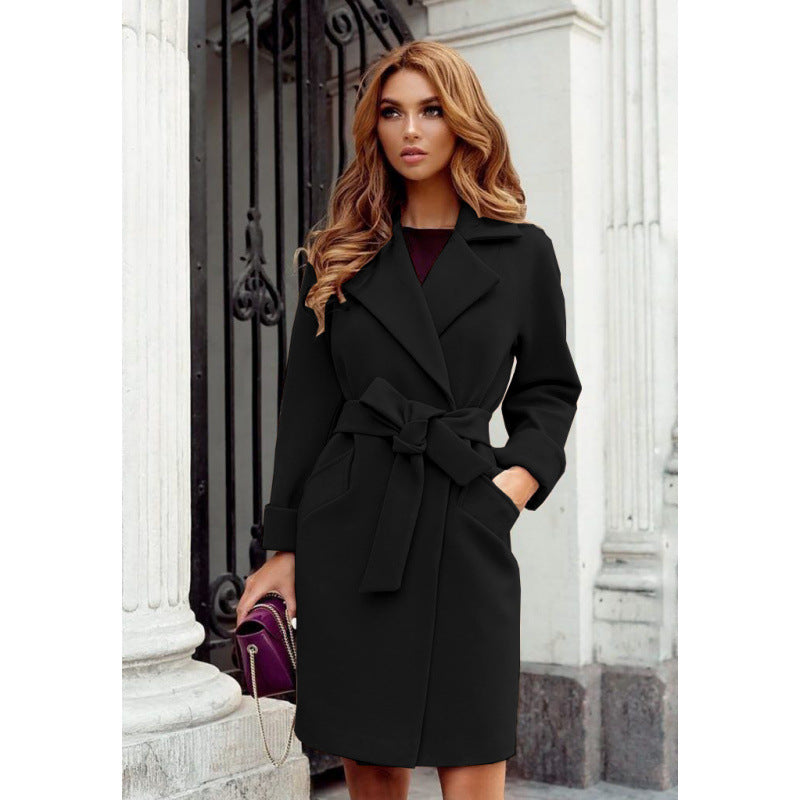 Eleganter Damenmantel mit Taillengürtel und lockerem Schnitt - 6 - Trendlinie