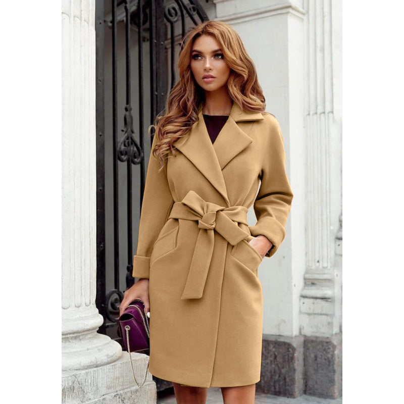 Eleganter Damenmantel mit Taillengürtel und lockerem Schnitt - 9 - Trendlinie