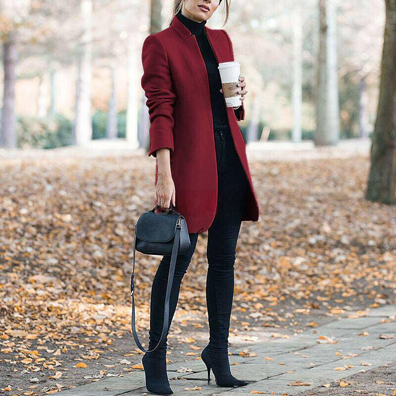 Eleganter Damenmantel mit tailliertem Schnitt und Stehkragen - 2 - Trendlinie