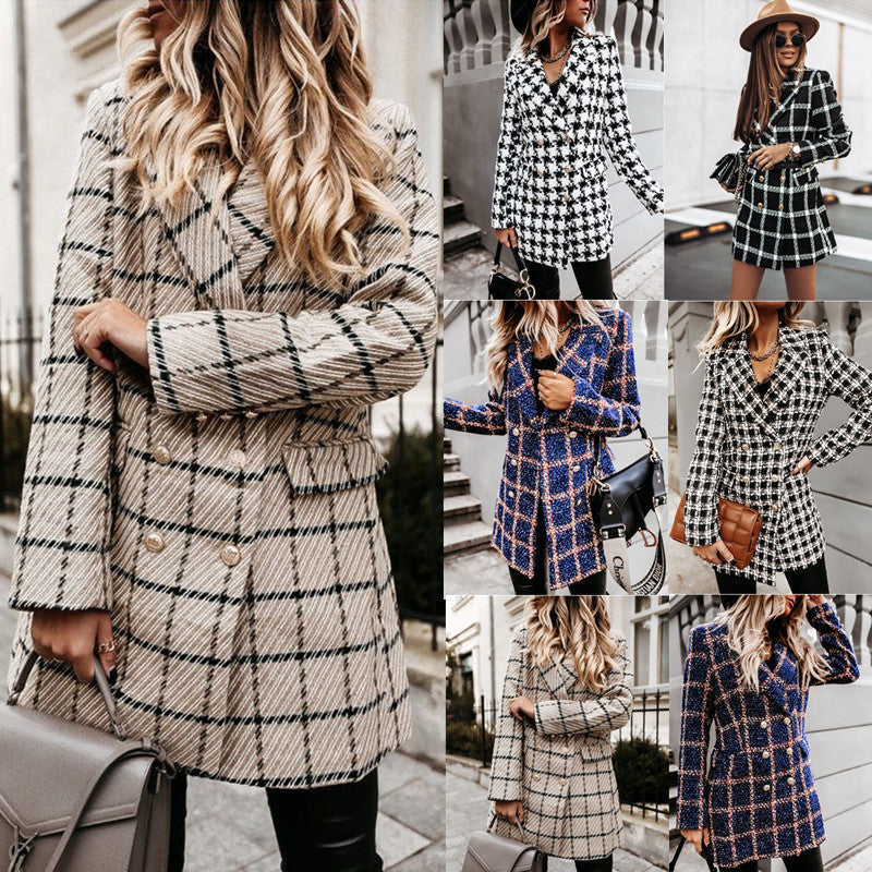 Modischer Damenblazer mit Doppelreiher und trendigem Muster - 2 - Trendlinie