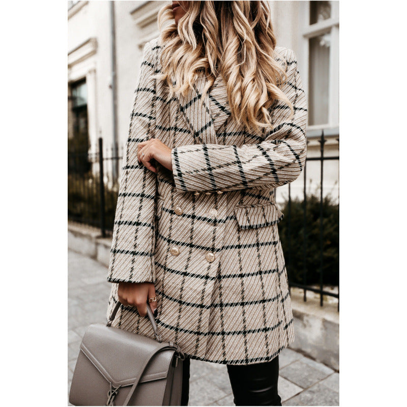 Modischer Damenblazer mit Doppelreiher und trendigem Muster - 5 - Trendlinie