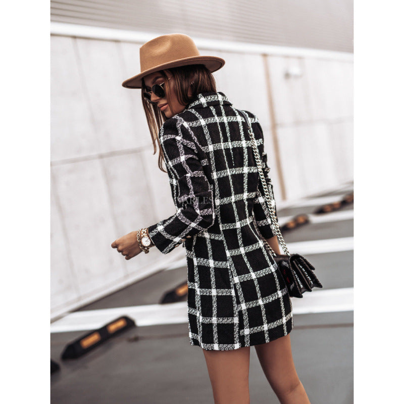 Modischer Damenblazer mit Doppelreiher und trendigem Muster - 6 - Trendlinie
