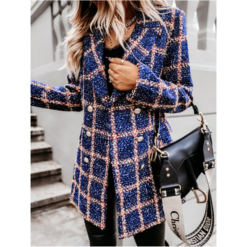 Modischer Damenblazer mit Doppelreiher und trendigem Muster - 8 - Trendlinie