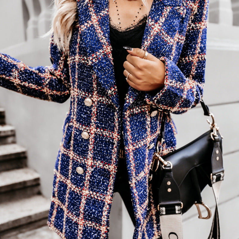 Modischer Damenblazer mit Doppelreiher und trendigem Muster - 10 - Trendlinie