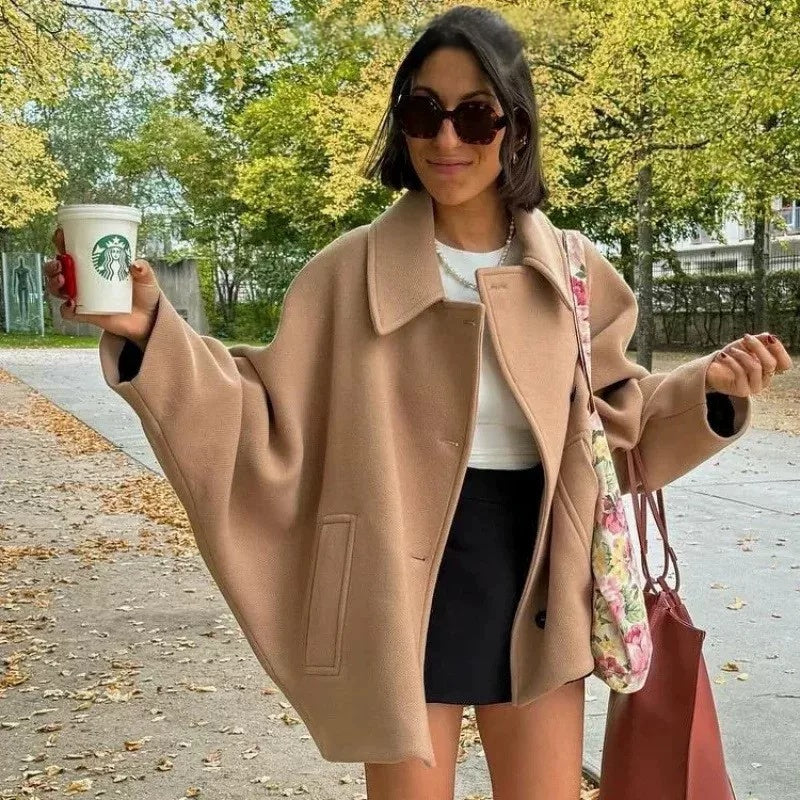 Damenmantel mit Elegantem Revers und Lockerem Schnitt - 1 - Trendlinie