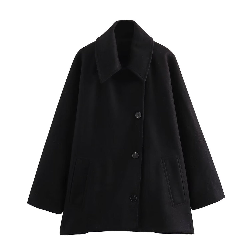 Damenmantel mit Elegantem Revers und Lockerem Schnitt - 2 - Trendlinie