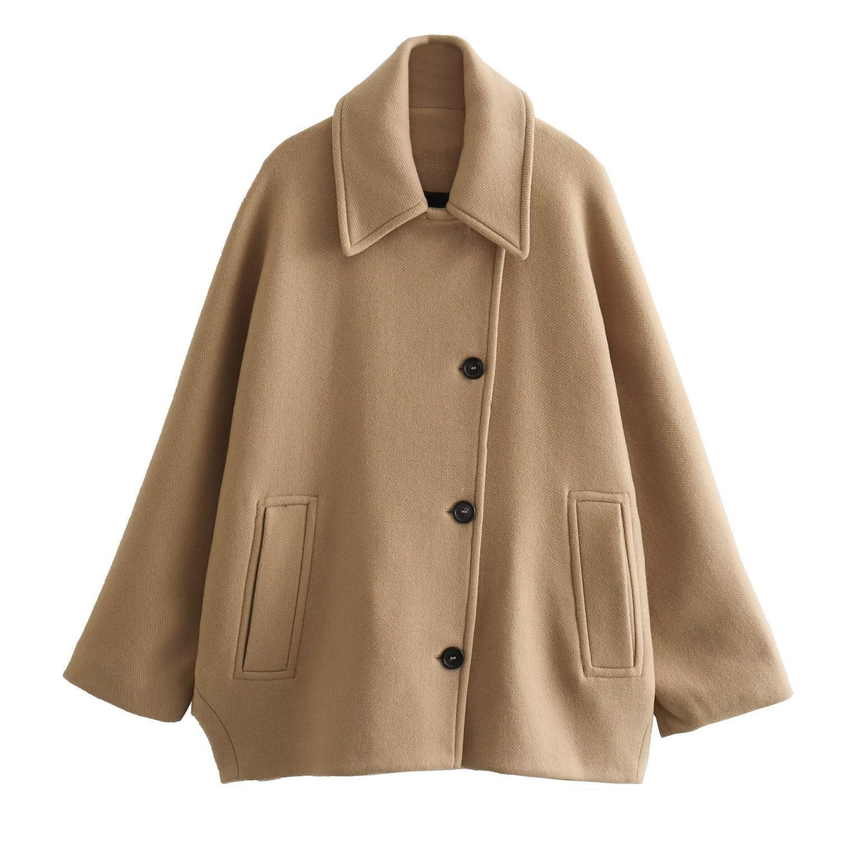 Damenmantel mit Elegantem Revers und Lockerem Schnitt - 3 - Trendlinie