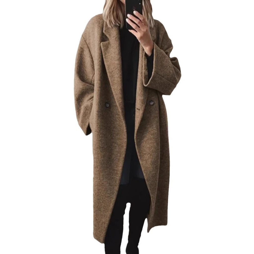 Eleganter Damen-Wollmantel in Übergröße mit stilvollen Knopfakzenten - 5 - Trendlinie