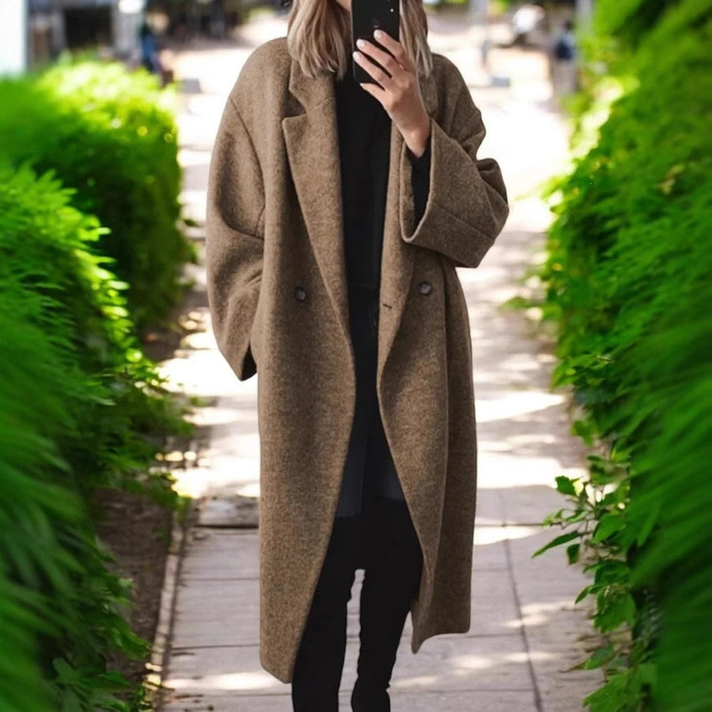 Eleganter Damen-Wollmantel in Übergröße mit stilvollen Knopfakzenten - 7 - Trendlinie