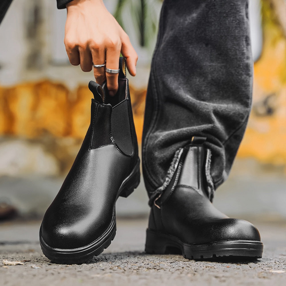 Chelsea Boots Damen grün mit Blockabsatz und robuster Sohle