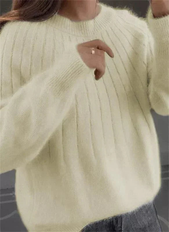Pullover Damen blau oversize mit Rundhalsausschnitt