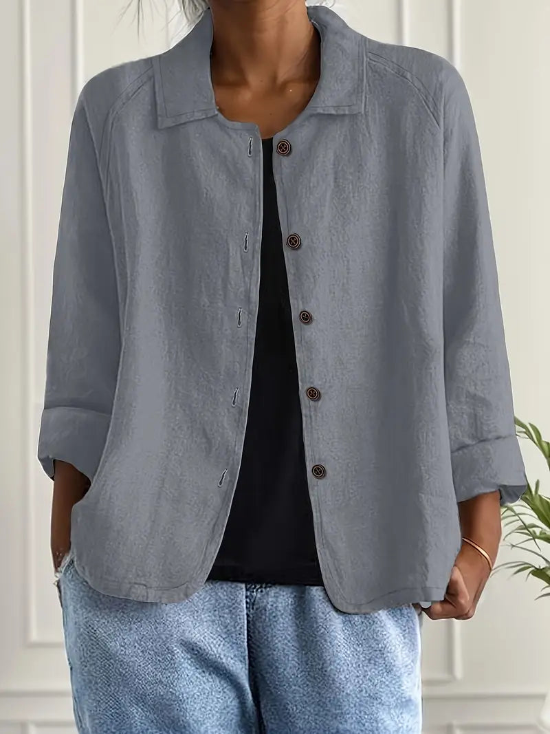 Bluse Damen hellblau oversize langärmlig mit Hemdkragen