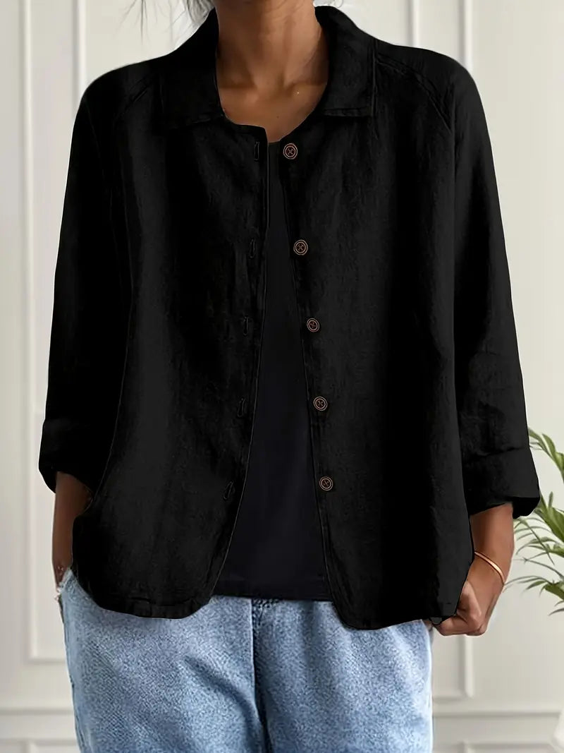 Bluse Damen hellblau oversize langärmlig mit Hemdkragen
