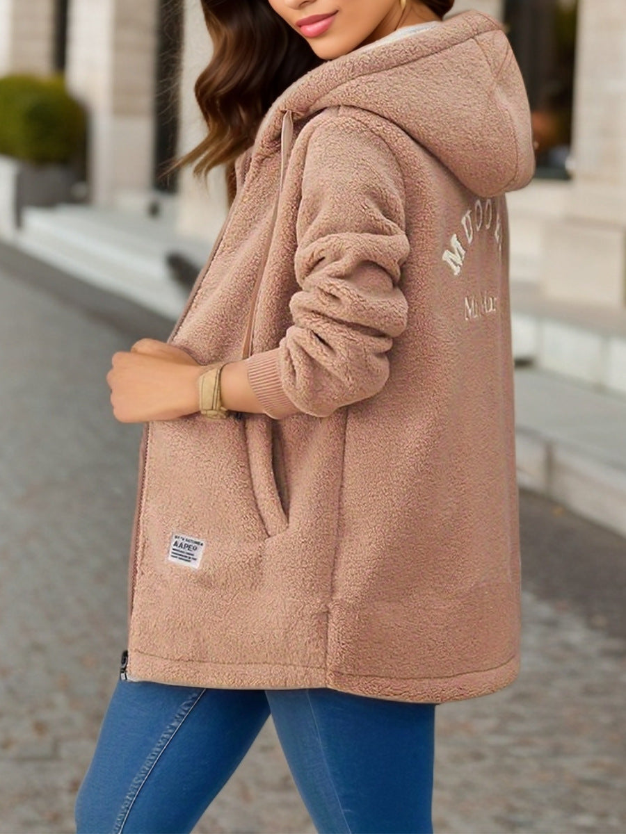 Kapuzenjacke Damen mint oversize langärmlig mit Kordelzug